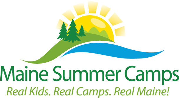 Maine Summer Camps sunshine over green grass logo